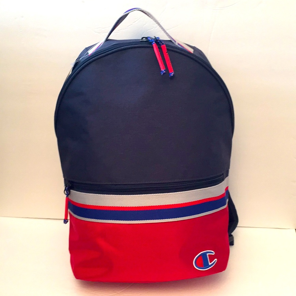 Champion Blue and Red Striped Backpack